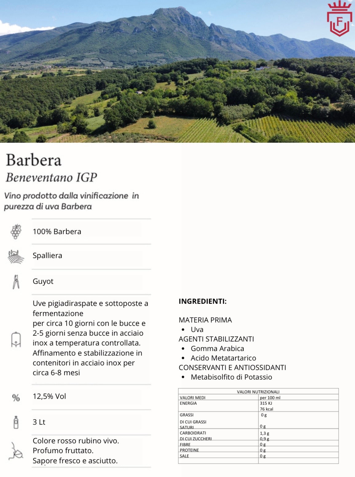 BOX 6 DAME DA 3L BENEVENTANO IGP BARBERA